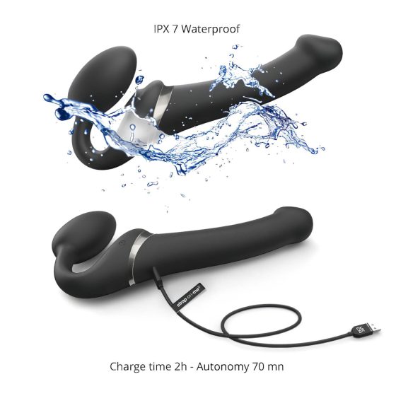 Strap-on-me S - připínací, vzduchový vibrátor - (černý)