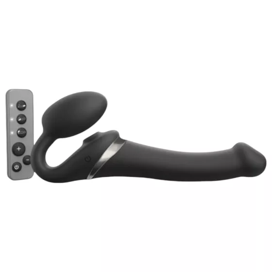 Strap-on-me - strap-on vibrátor s pulzací vzduchu - černý - velikost M