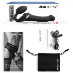   Strap-on-me - strap-on vibrátor s pulzací vzduchu - černý - velikost M