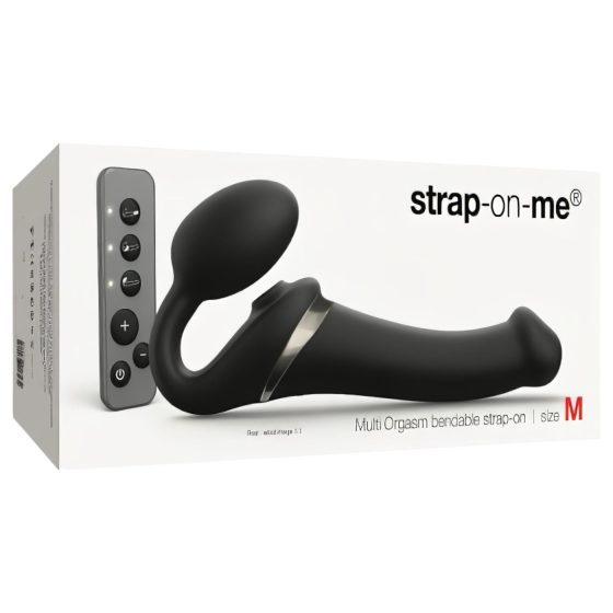 Strap-on-me M – vzduchové pulzy připevnitelný vibrátor (černý)