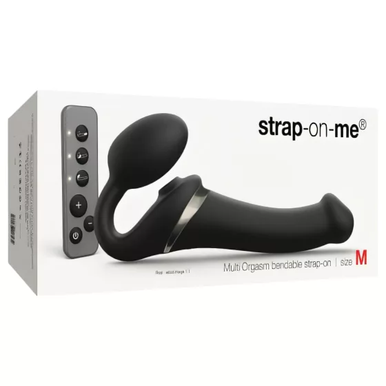 Strap-on-me - strap-on vibrátor s pulzací vzduchu - černý - velikost M