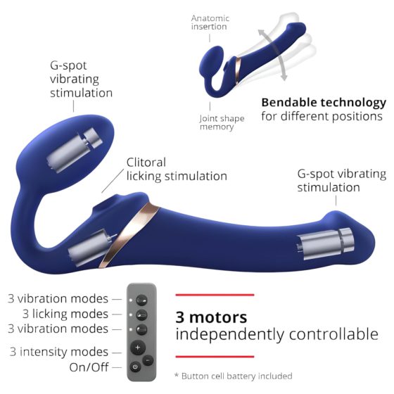 Strap-on-me S - připínací, vzduchový masážní vibrátor - (modrý)