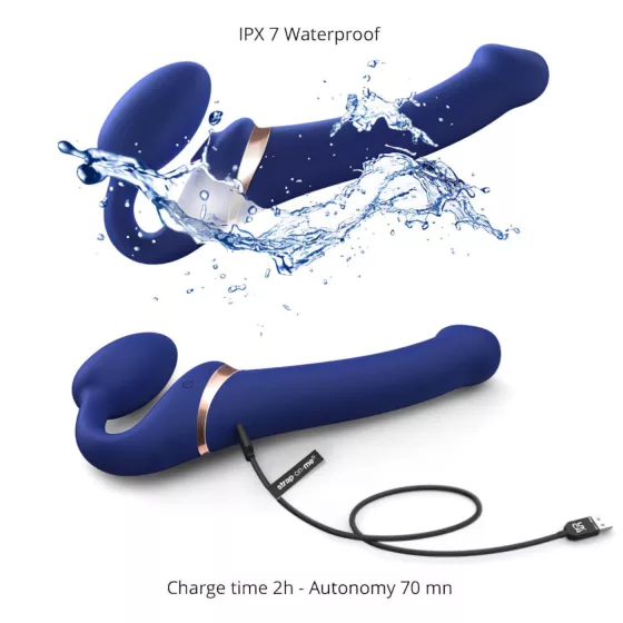 Strap-on-me S - připínací, vzduchovými vlnami stimulující vibrátor - (modrý)