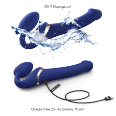   Strap-on-me - připínací vibrátor s tlakovými vlnami - modrý, velikost M