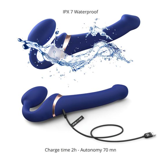 Strap-on-me M - připínací, vzduchové vlnové vibrátor (modrý)