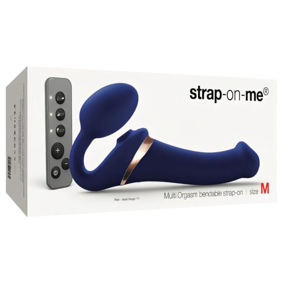 Strap-on-me M - připínací, vzduchové vlnové vibrátor (modrý)