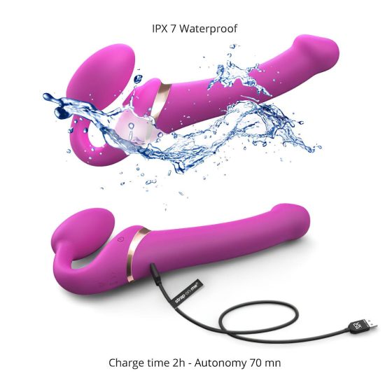Strap-on-me M - připínací vibrátor s pulzujícími vlnami (růžový)