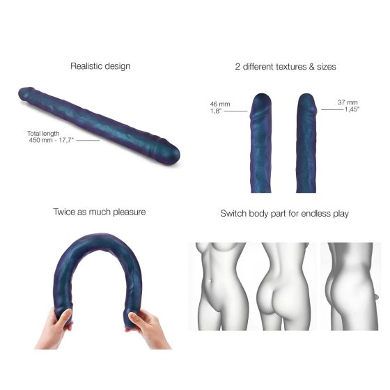 Strap-on-me - duální dildo (metalická modrá)