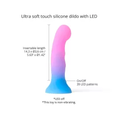   Love to Love Candy Loop - svítící silikonové dildo s LED (růžovo-modré) - 16,9 cm
