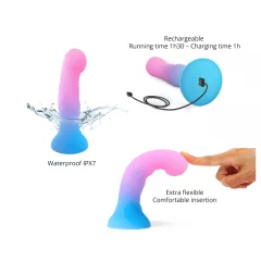   Love to Love Candy Loop - svítící silikonové dildo s LED (růžovo-modré) - 16,9 cm