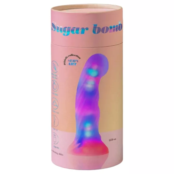 Love to Love Sugar Bomb - svítící silikonové dildo s LED (růžovo-žluté) - 16,9 cm