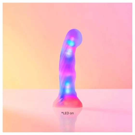 Love to Love Sugar Bomb - svítící silikonové dildo s LED (růžovo-žluté) - 16,9 cm