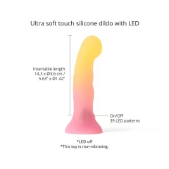   Love to Love Sugar Bomb - svítící silikonové dildo s LED (růžovo-žluté) - 16,9 cm
