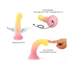   Love to Love Sugar Bomb - svítící silikonové dildo s LED (růžovo-žluté) - 16,9 cm