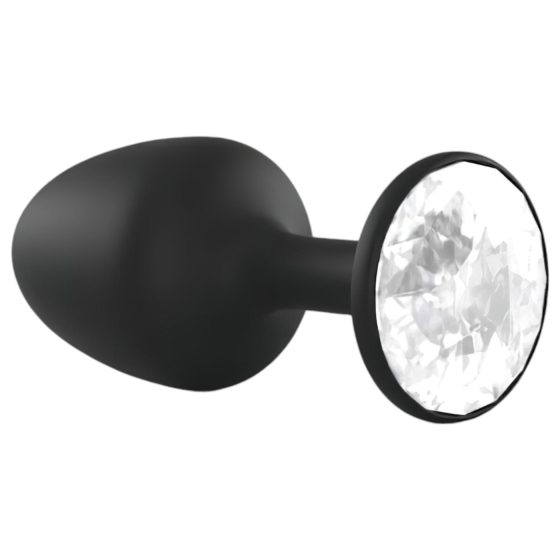 Dorcel Geisha Diamond M - anální kolík s bílým kamenem (černý)