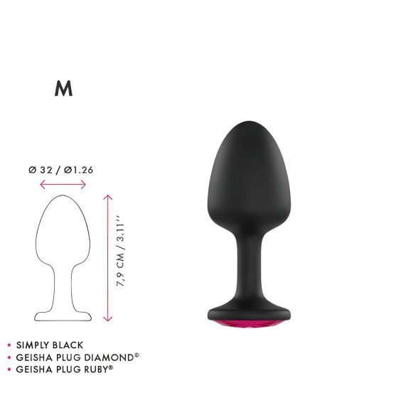 Dorcel Geisha Plug Ruby M - černý anální plug s růžovým kamenem