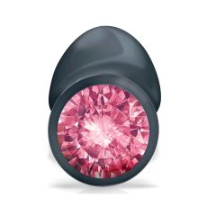   Dorcel Geisha Plug Ruby M - anální kolík s růžovým kamenem (černý)