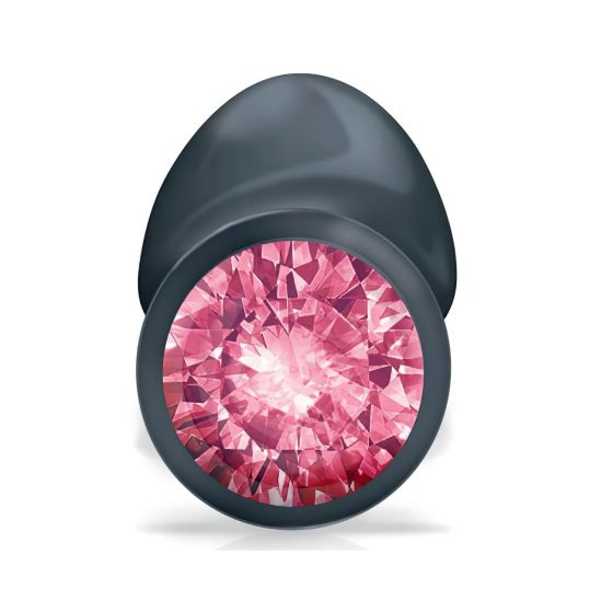 Dorcel Geisha Plug Ruby M - anální kolík s růžovým kamenem (černý)