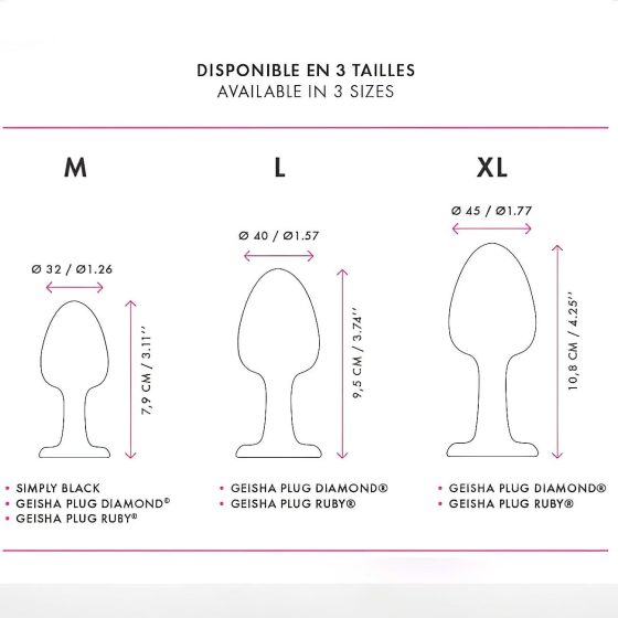 Dorcel Geisha Plug Ruby M - černý anální plug s růžovým kamenem