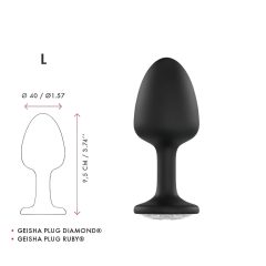   Dorcel Geisha Plug Diamant L - anální kolík s bílým kamenem (černý)