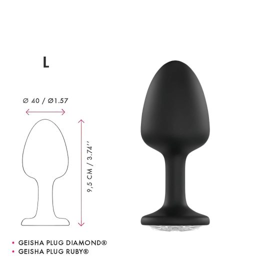 Dorcel Geisha Plug Diamant L - anální kolík s bílým kamenem (černý)