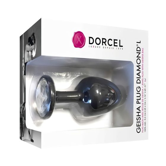 Dorcel Geisha Plug Diamond L - anální plug s bílým kamínkem (černý)