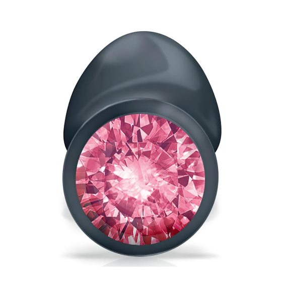Dorcel Geisha Plug Ruby L - anální šperk s růžovým kamenem (černý)