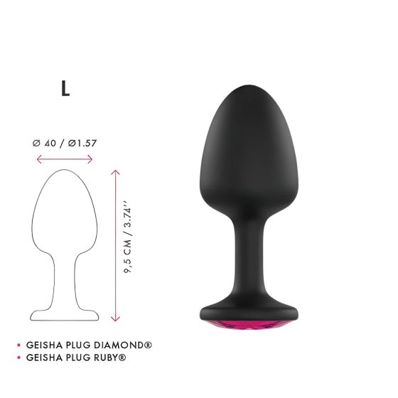 Dorcel Geisha Plug Ruby L - černý anální kolík s růžovým kamenem