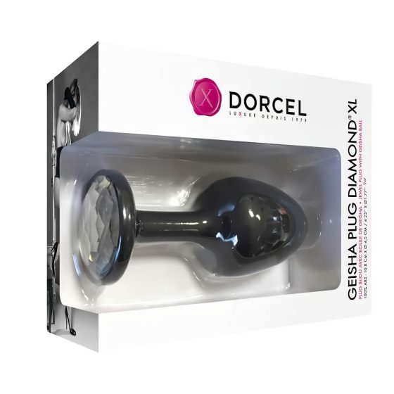 Dorcel Geisha Plug Diamond XL - černý anální kolík s bílými kamínky