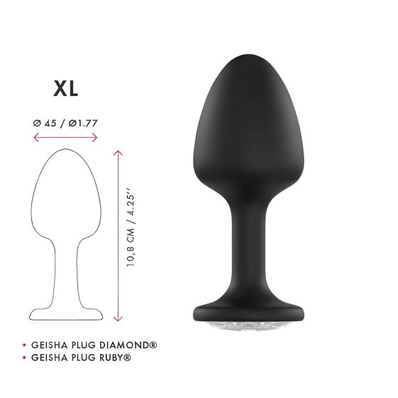 Dorcel Geisha Plug Diamond XL - černý anální kolík s bílými kamínky