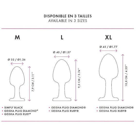 Dorcel Geisha Plug Diamond XL - černý anální kolík s bílými kamínky