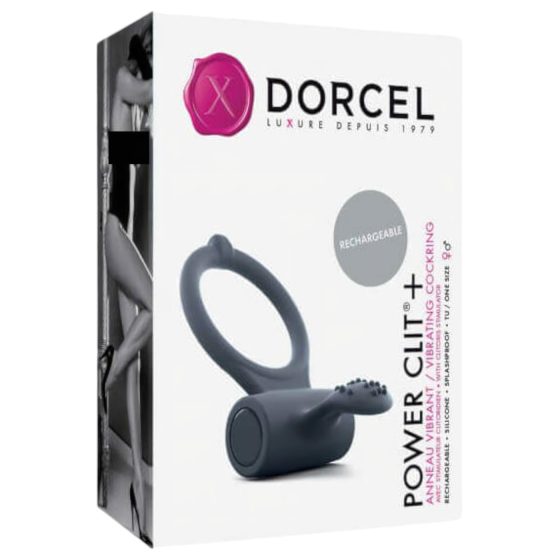 Dorcel Power Clit Plus - nabíjecí vibrační penisový kroužek (černý)