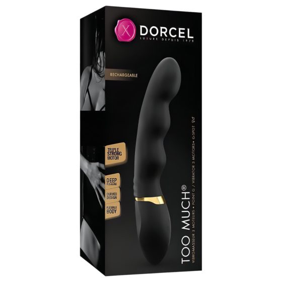 Dorcel Too Much 2.0 - akumulátorový vibrátor se 3 motory (černá-zlatá)