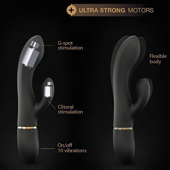 Dorcel Glam Rabbit - akumulátorový vibrátor s klitoriálním ramenem (černý)