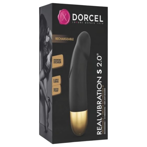 Dorcel Real Vibration S 2.0 - akumulátorový vibrátor (černozlatý)