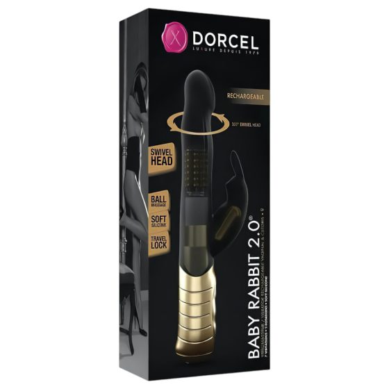 / Dorcel Baby Rabbit 2.0 - vibrátor s ramenem na klitoris (černo-zlatý)