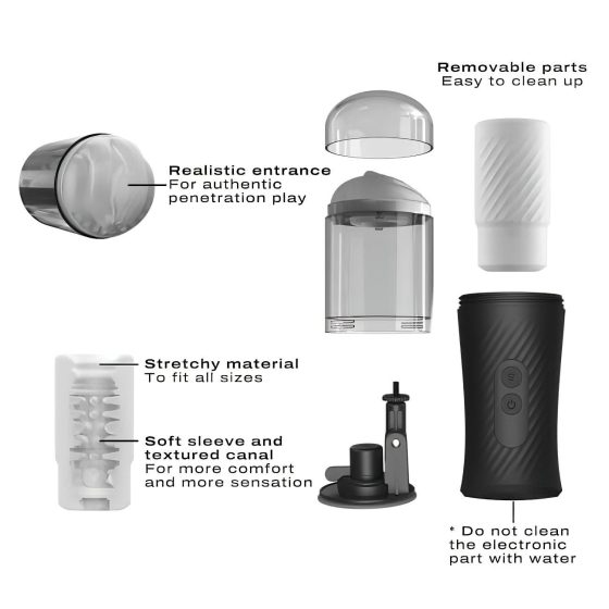 Dorcel - automatický masturbátor s funkcí sání a přírazů - akumulátor - černý