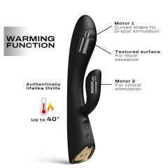   Dorcel Flexi Rabbit - vyhřívaný vibrátor s klitorálním ramenem (černý)