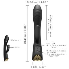   Dorcel Flexi Rabbit - vyhřívaný vibrátor s klitorálním ramenem (černý)
