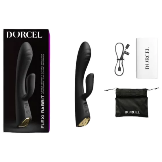 Dorcel Flexi Rabbit - hřejivý vibrátor s klitoriální zónou (černý)