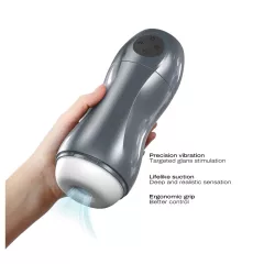   Dorcel Blowjoy Vibe - sací a vibrační akumulátorový masturbátor (šedý)