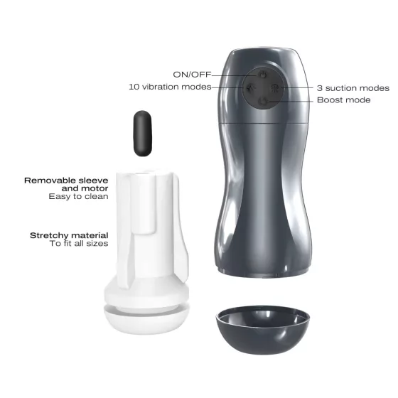 Dorcel Blowjoy Vibe - sací a vibrační akumulátorový masturbátor (šedý)