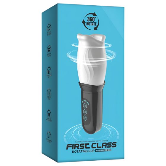 Funny Me First Class - rotující umělá ústa masturbátor (bílá-černá)