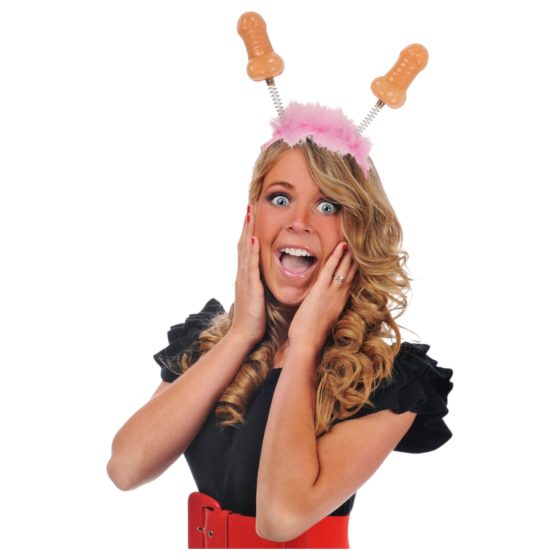 Péniszes - čelenka na hlavu s penisem - růžová/naturo