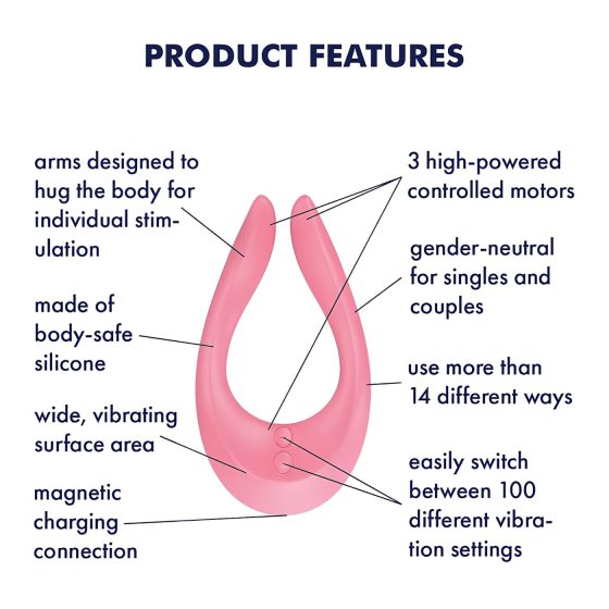 Satisfyer - párový vibrátor - dobíjecí - růžová