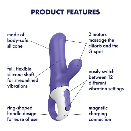 Satisfyer Magic Bunny - vodotěsný vibrátor s klitorálním ramenem (fialový)