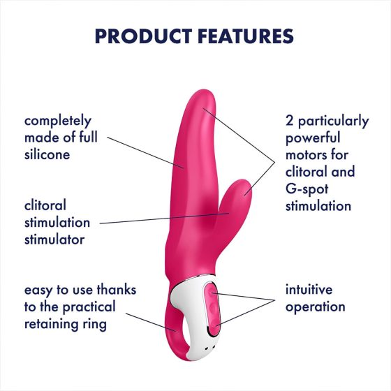 Satisfyer Mr. Rabbit - vibrátor s klitorálním výběžkem - vodotěsný - růžový