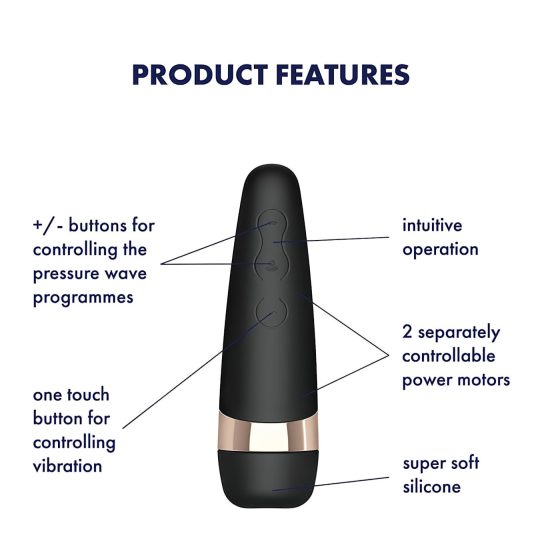 Satisfyer Pro 3+ - vodotěsný, akumulátorový stimulátor klitorisu (černý)