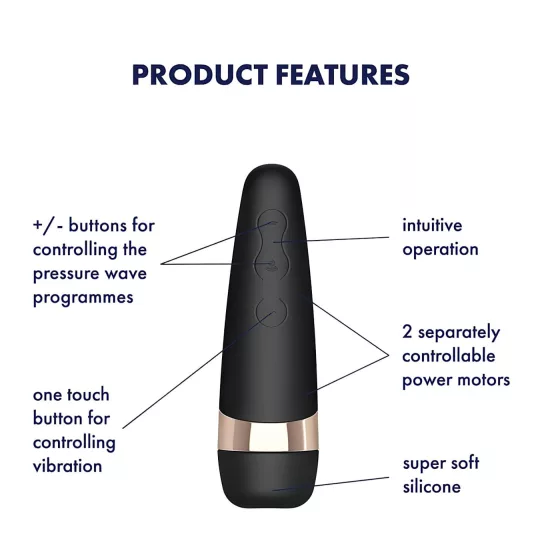 Satisfyer Pro 3+ - vodotěsný, akumulátorový vibrátor na dráždění klitorisu (černý)