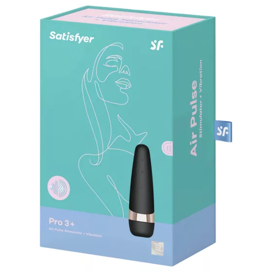 Satisfyer Pro 3+ - vodotěsný, akumulátorový vibrátor na dráždění klitorisu (černý)